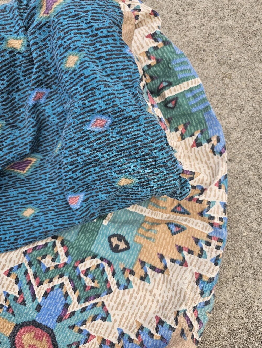 Springs Industries Aztec Queen Comforter Blanket USA Made 50/50 Blend Reversible